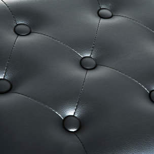 Banco de Piano, Altura Ajustable, Banqueta de Piano con Asiento de Cuero Sintético, Patas de Madera, Carga Máxima 200 kg, 64x35x55 cm, Negro