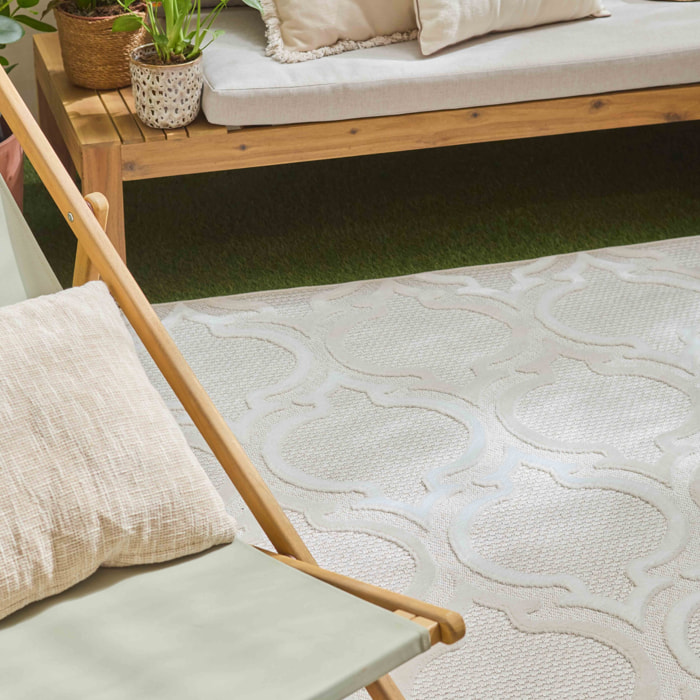 Tapis Loopin 329 crème - Motif en relief - Indoor & Outdoor