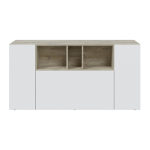 Aparador Loira 3 Puertas 76x150x41 Cm Roble Alaska Y Blaco Artik