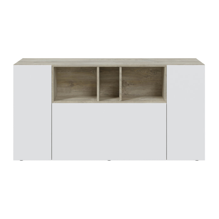 Aparador Loira 3 Puertas 76x150x41 Cm Roble Alaska Y Blaco Artik