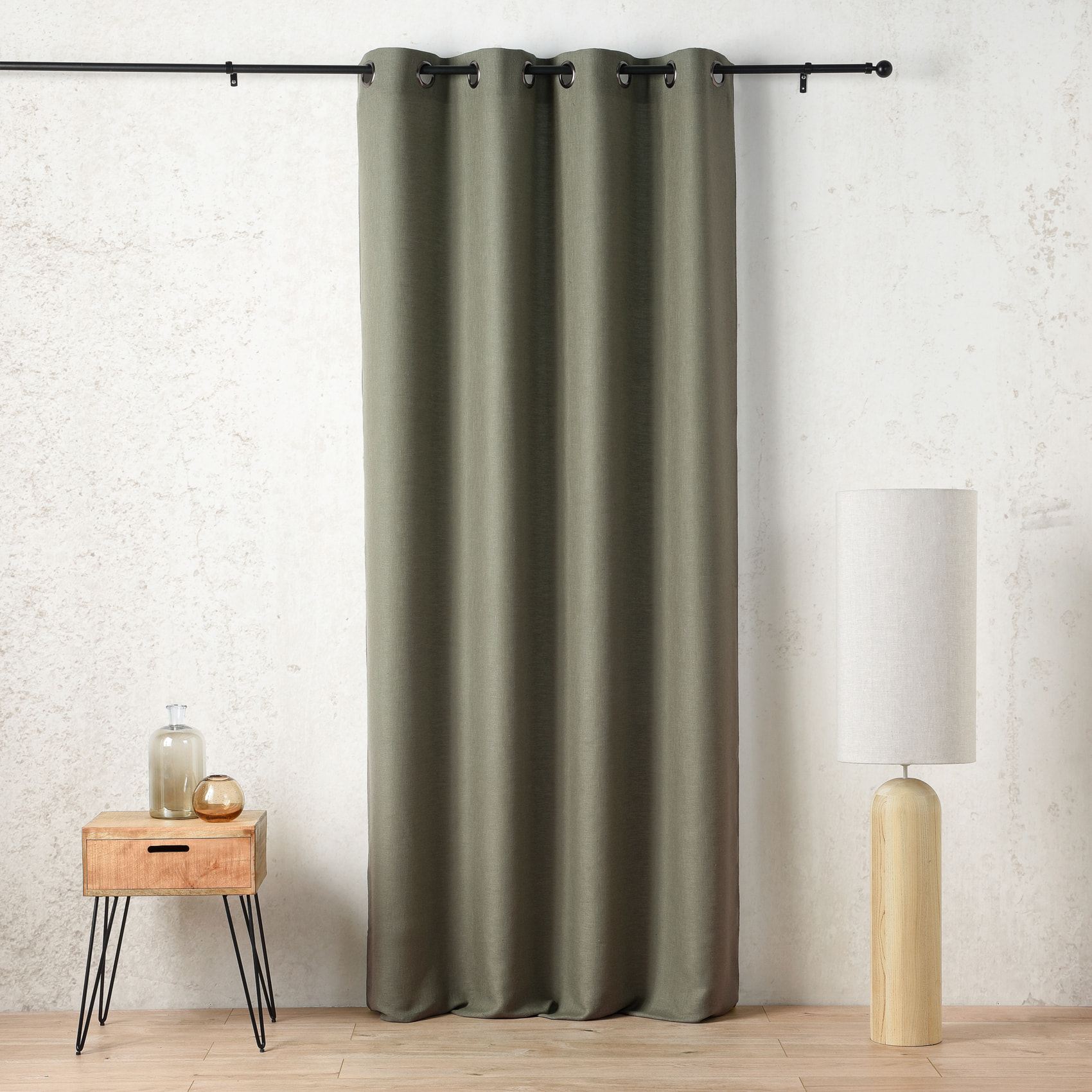 Rideau tamisant à œillets polylin satin - Vert