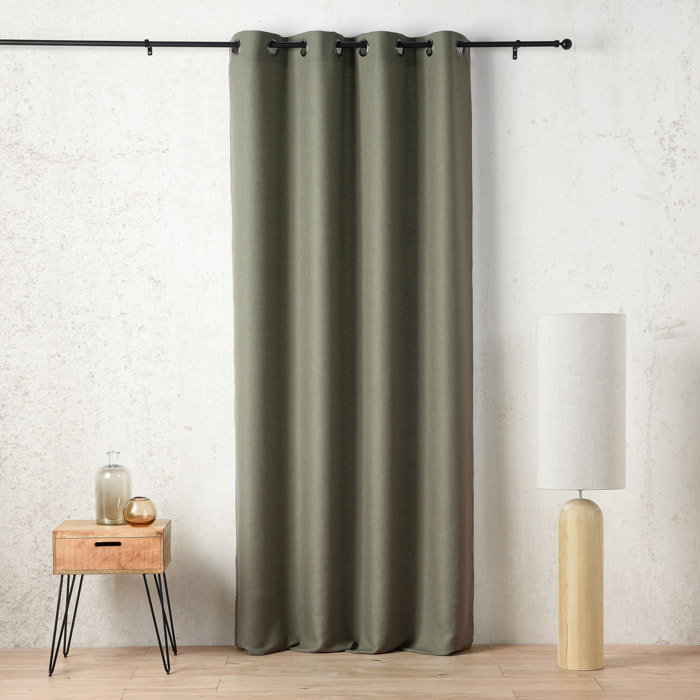 Rideau tamisant à œillets polylin satin - Vert