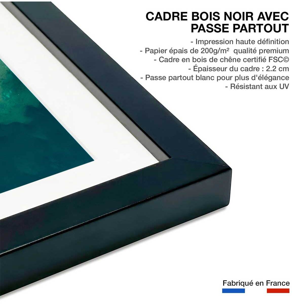 Poster deco au bout de la jetée Affiche + cadre en bois - Noir
