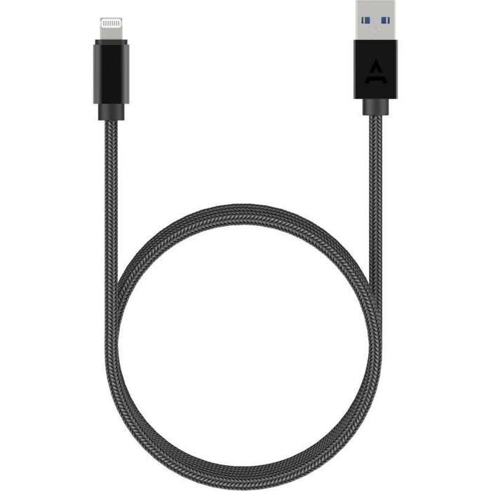 Câble Lightning ADEQWAT vers USB 3m noir certifié Apple