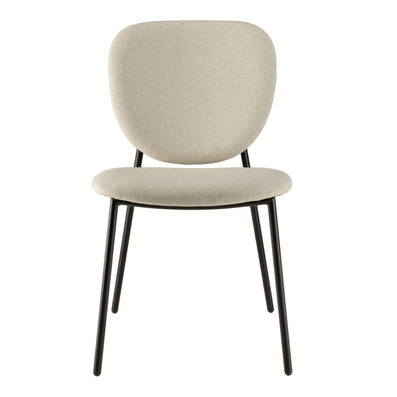 TOM - Lot de 2 chaises tissu écru pieds acier noir