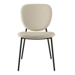 TOM - Lot de 2 chaises tissu écru pieds acier noir