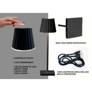 Lampada Led Da Tavolo Controllo Touch Ricaricabile Senza Fili Modello Atmosphere Oro