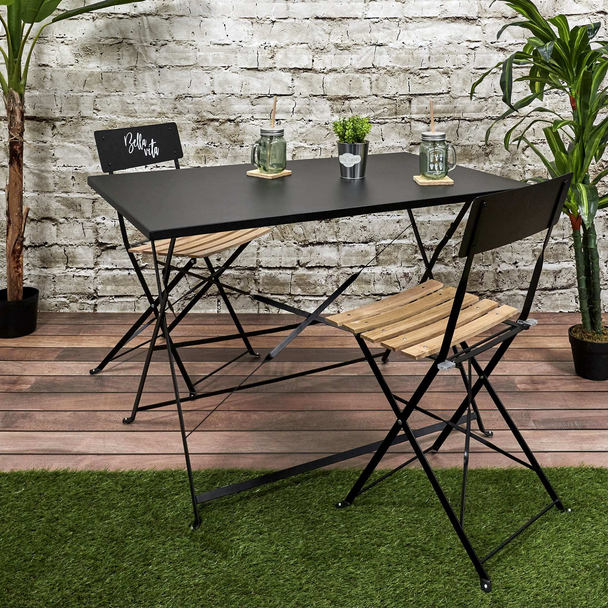 Table De Repas Pliante Palerme Noir 110x70x71cm