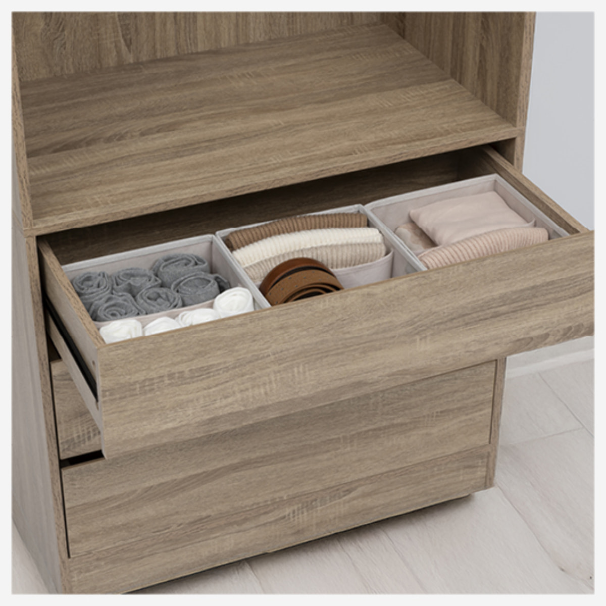 Rangement tiroir "Groomy" 2 compartiments beige 24x10,2cm