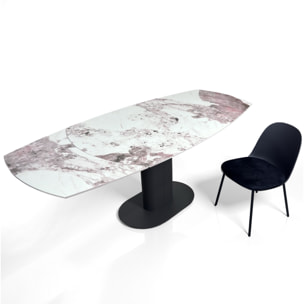 Table à manger extensible Tomasucci FYRM, en céramique, marbre onyx, gris, 120/160/200 × 89 × 76 cm