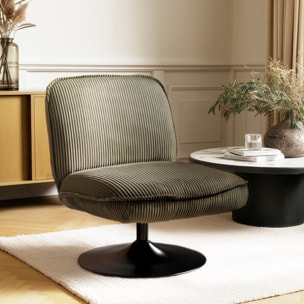 AGATHE - Fauteuil pivotant en tissu velours côtelé vert