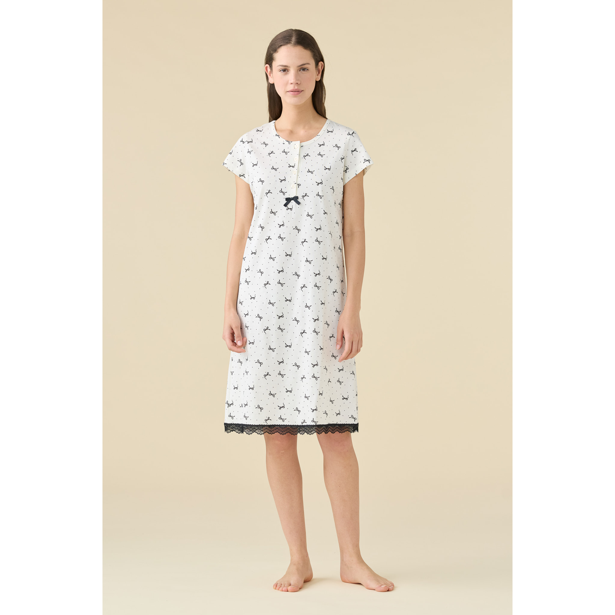 Camicia da notte donna estiva in cotone articolo cherie. Noidinotte