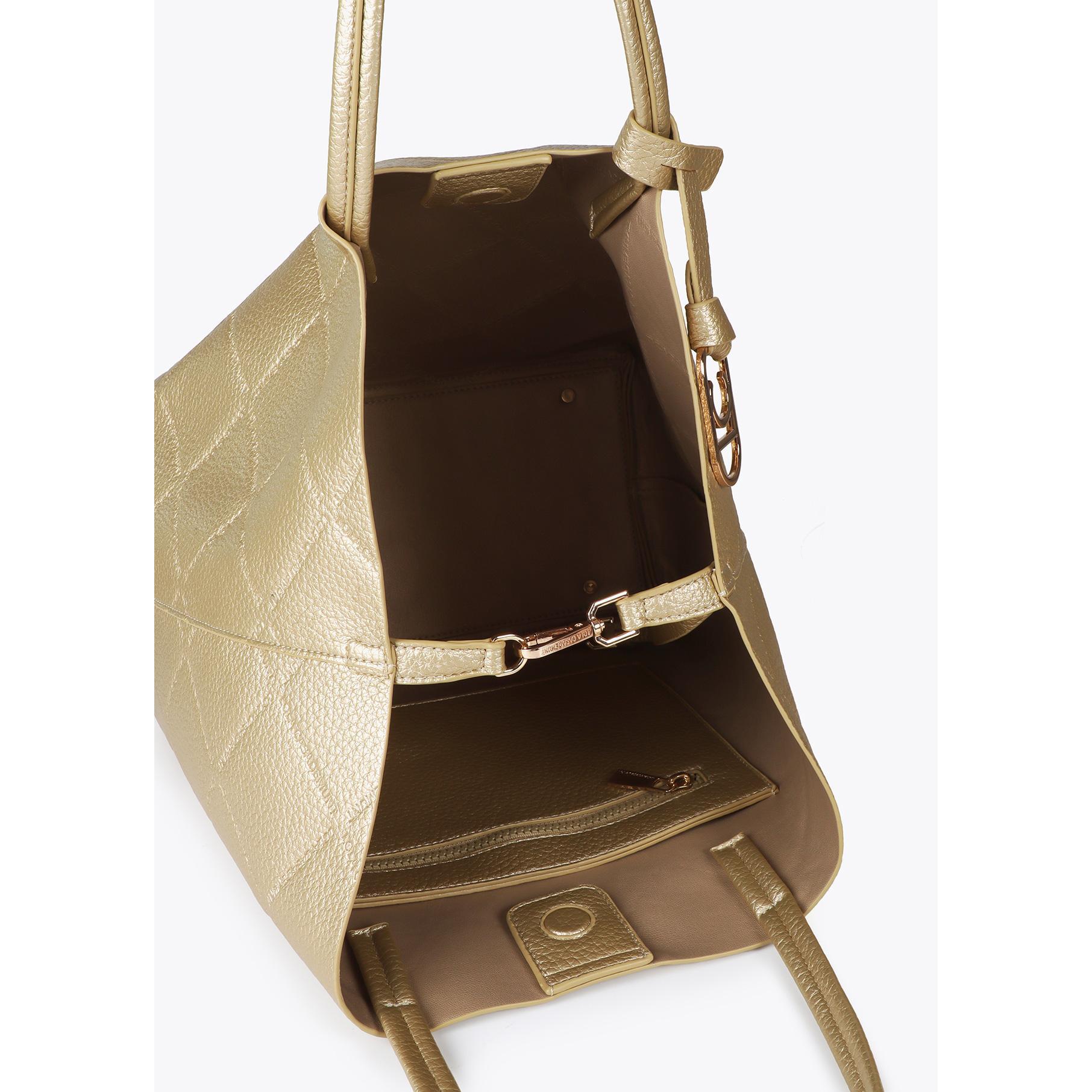 Shopper effetto pelle monogramma con logo ovale pendente