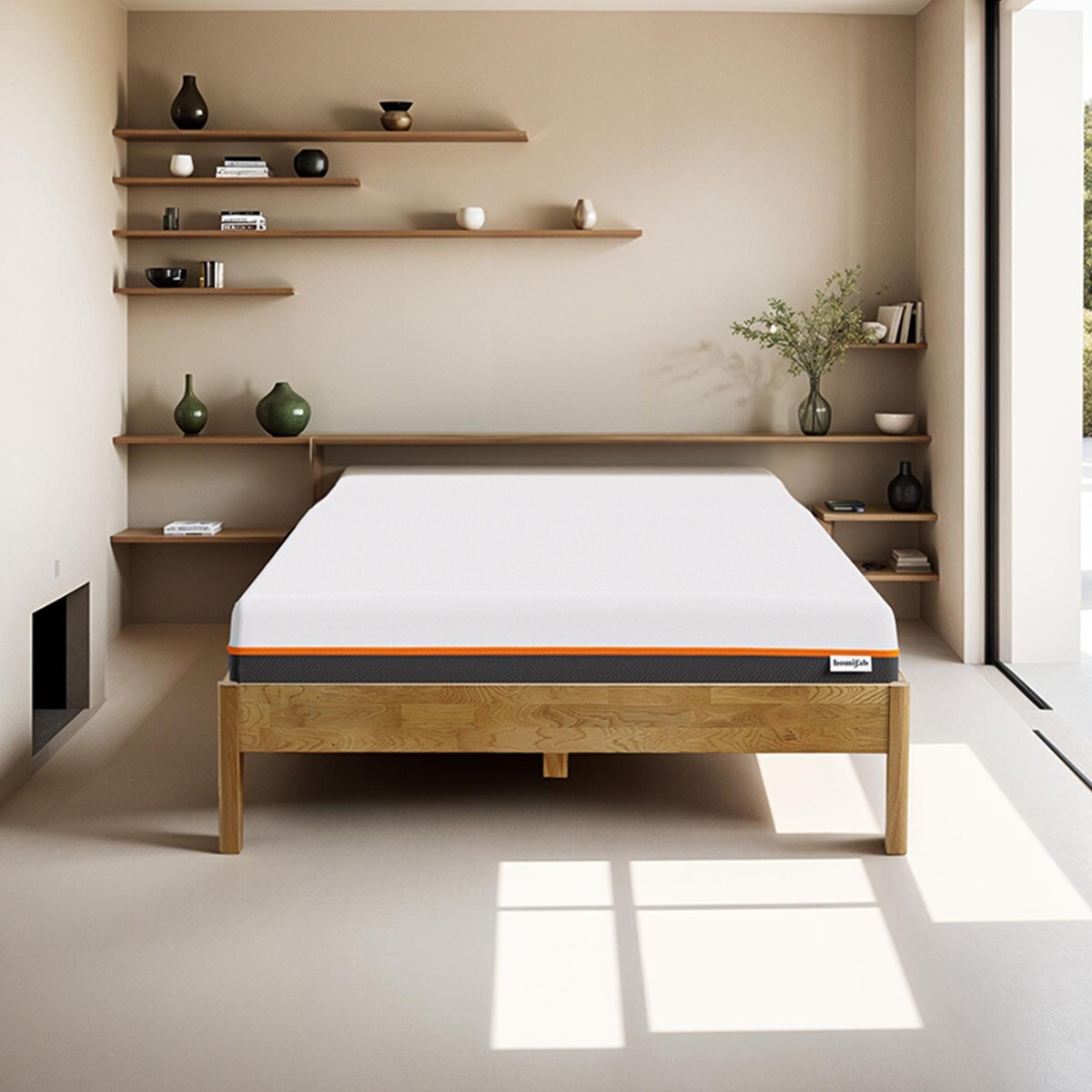 Lit en chêne massif + Matelas double confort - AINA & DUAL CONFORT