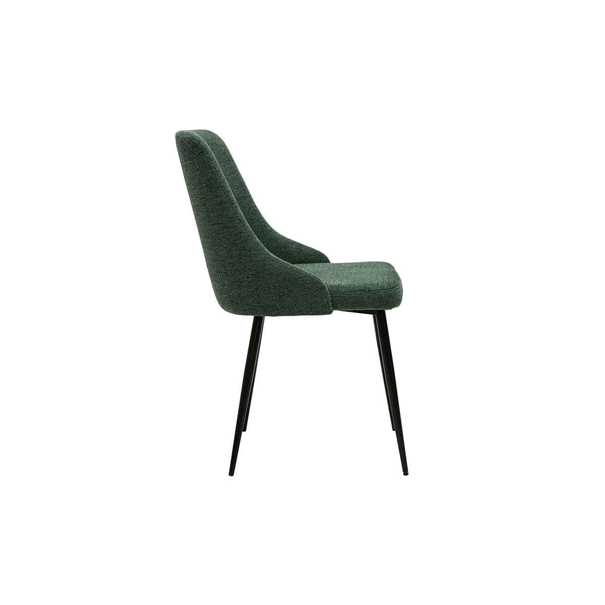 Chaises design en tissu effet velours texturé vert foncé et métal noir (lot de 2) CULT