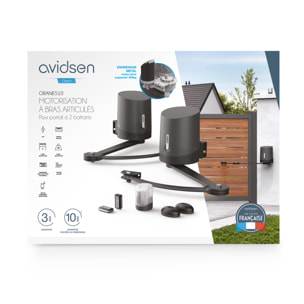 Motorisation avec batterie pour portail à battants Avidsen ORANE510 jusqu'à 5m et 500kg