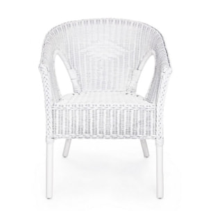 Set di 4 poltrone ALLISS in rattan bianco, impilabile