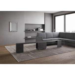 Consolle allungabile 90x42/302 cm Evolve Antracite Spatolato allunghe interne con panca inferiore