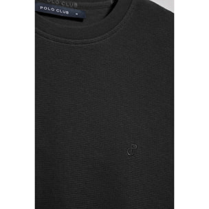 Camiseta negra microestructura con monograma bordado PC