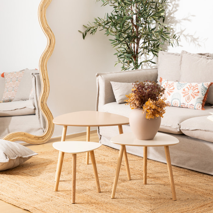 Lot de 3 tables gigognes "Mileo" beige 60x60x45cm