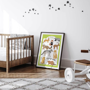 Affiche enfant animaux d'europe  Affiche + cadre en bois - Noir