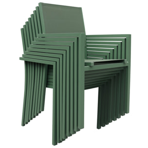 Salon de jardin VENEZIA extensible 90/180 en textilène vert sauge 8 places - aluminium vert sauge