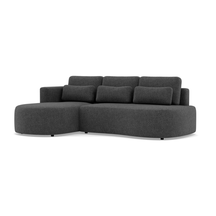 Mahina - canapé d'angle gauche 4 places convertible avec coffre en tissu texturé - Gris Anthracite