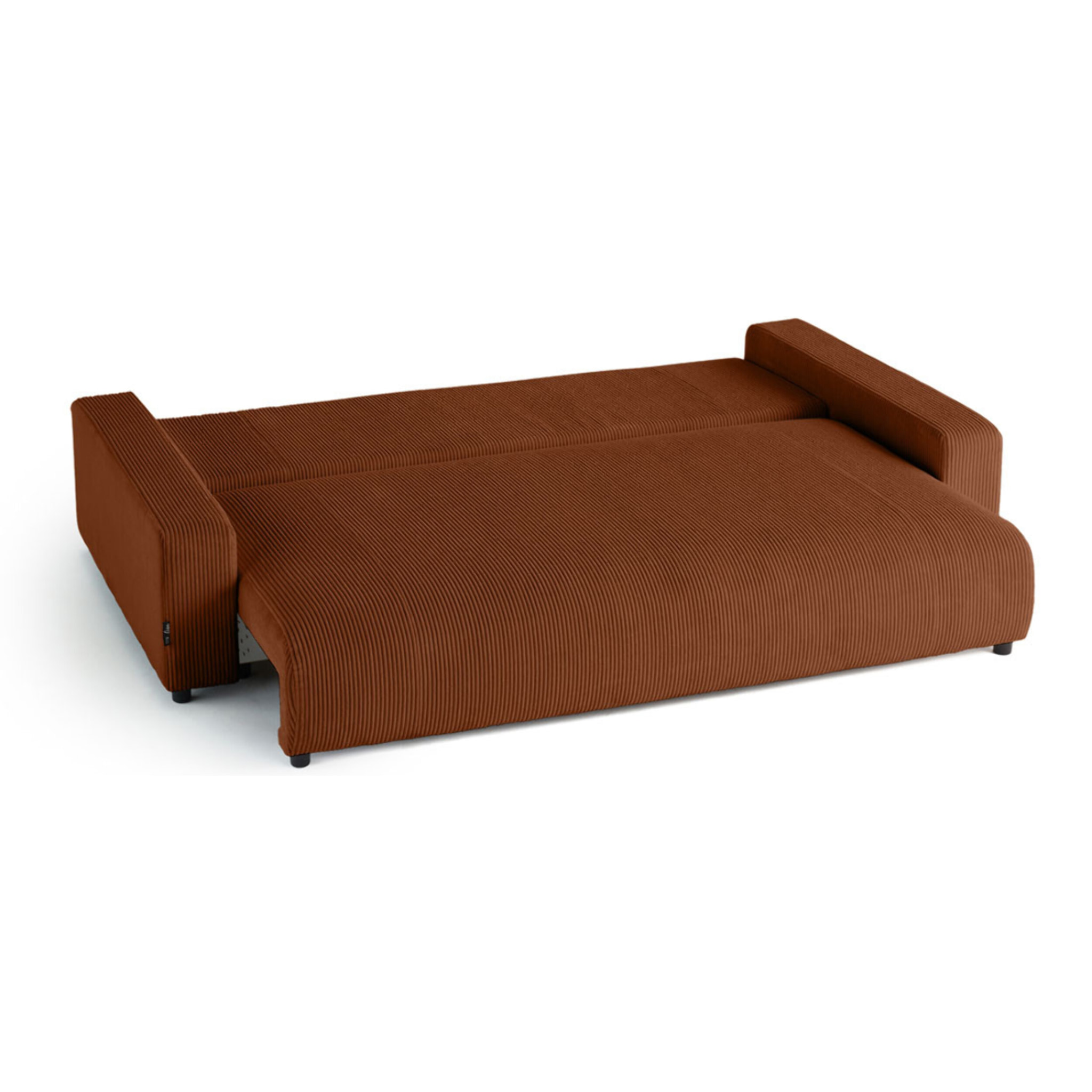 Pivoine - canapé droit 3 places - convertible avec coffre - en velours côtelé - Terracotta