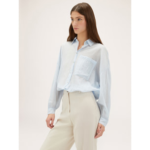 Motivi - Camicia over in voile di cotone - Azzurro