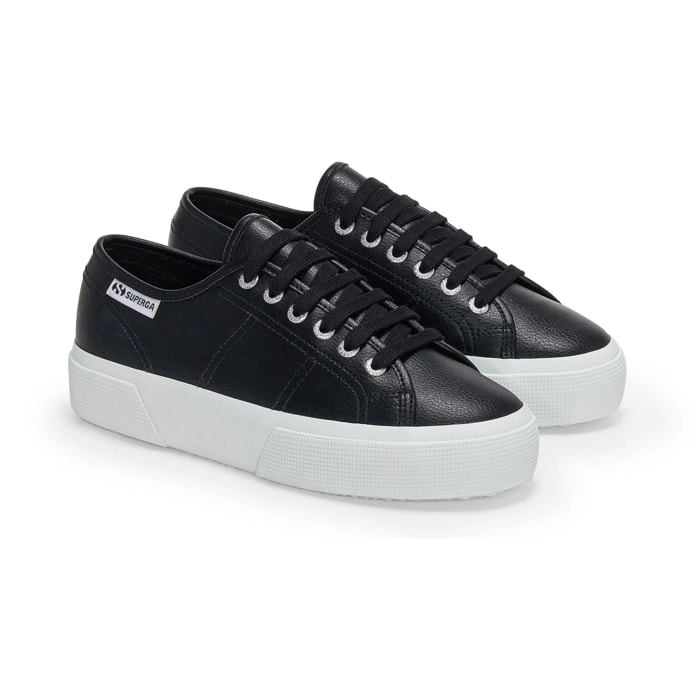 Scarpe da donna Superga Nero 3740 Platform Vegan Tumbled Material Leggera