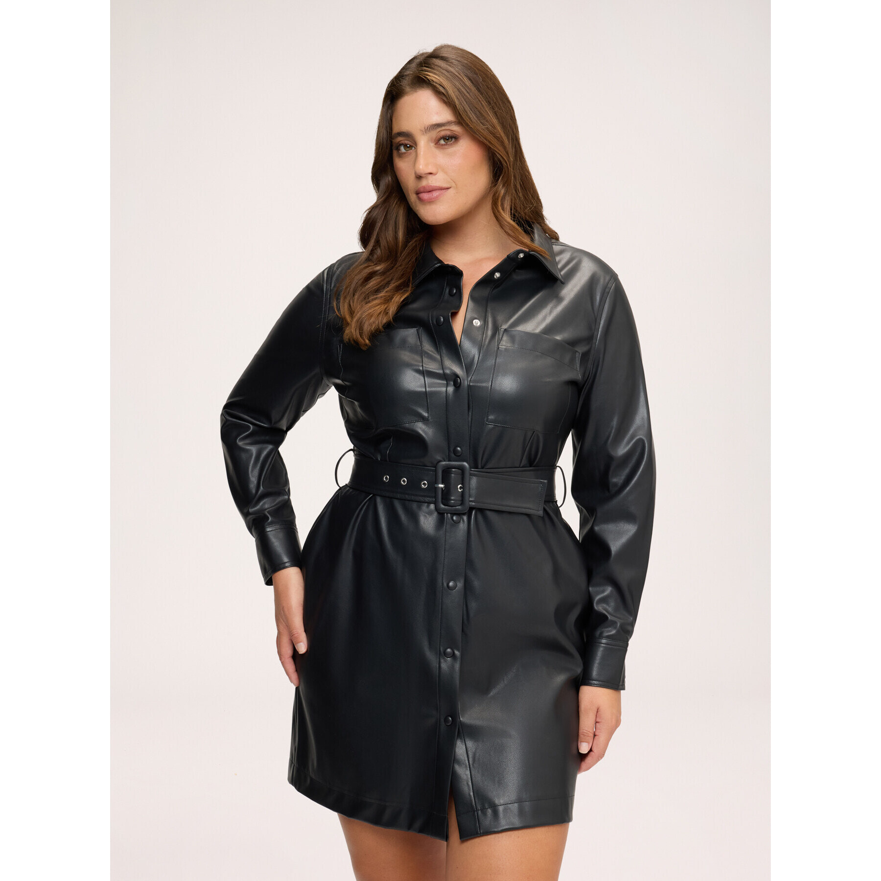 Fiorella Rubino - Vestito chemisier corto con cintura - Nero