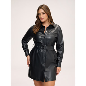 Fiorella Rubino - Vestito chemisier corto con cintura - Nero