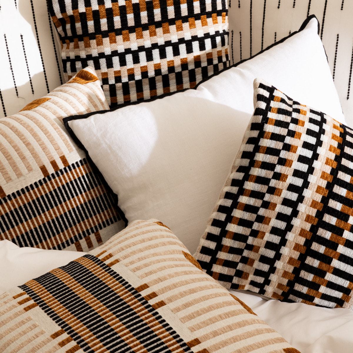 Coussin "Linah" - coton - blanc - 45x45 cm