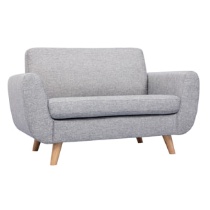 Canapé scandinave 2 places en tissu gris et bois clair PURE