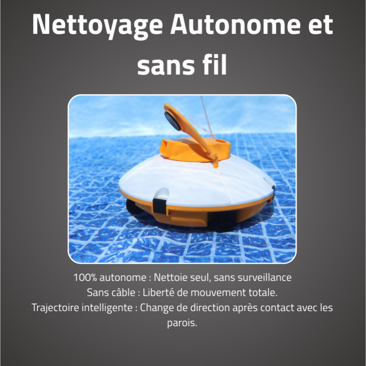 Bestway Robot piscine sans fil Frisbee orange nettoyage fond plat 15 m² max