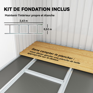 Abri de jardin cabanon - portes verrouillables - dim. 2,8 x 1,3 x 1,72 m - tôle d'acier bicolore gris