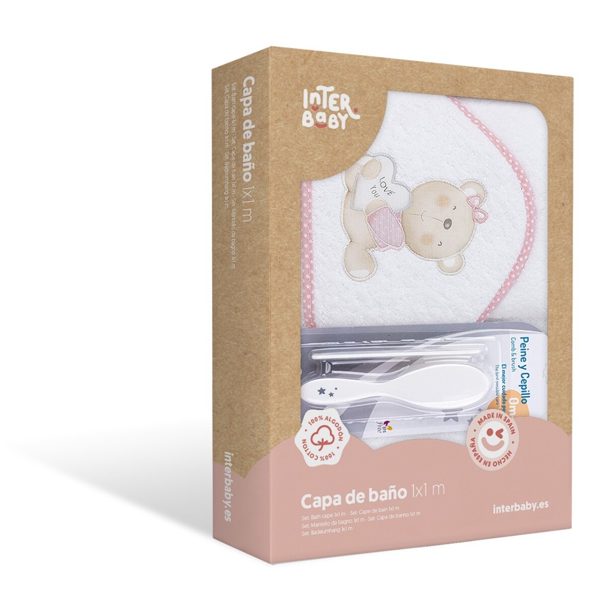 Capa de Baño Love You con Peine y Cepillo