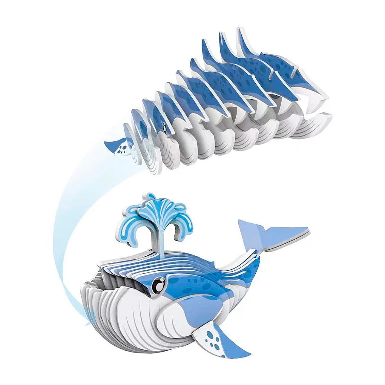 Puzle 3D de cartón con relieve. Diseño de Ballena Azul.