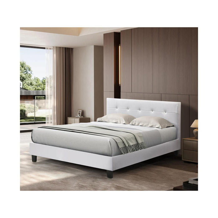 Lit double en pvc "Julia" - 160 x 200 cm - Blanc