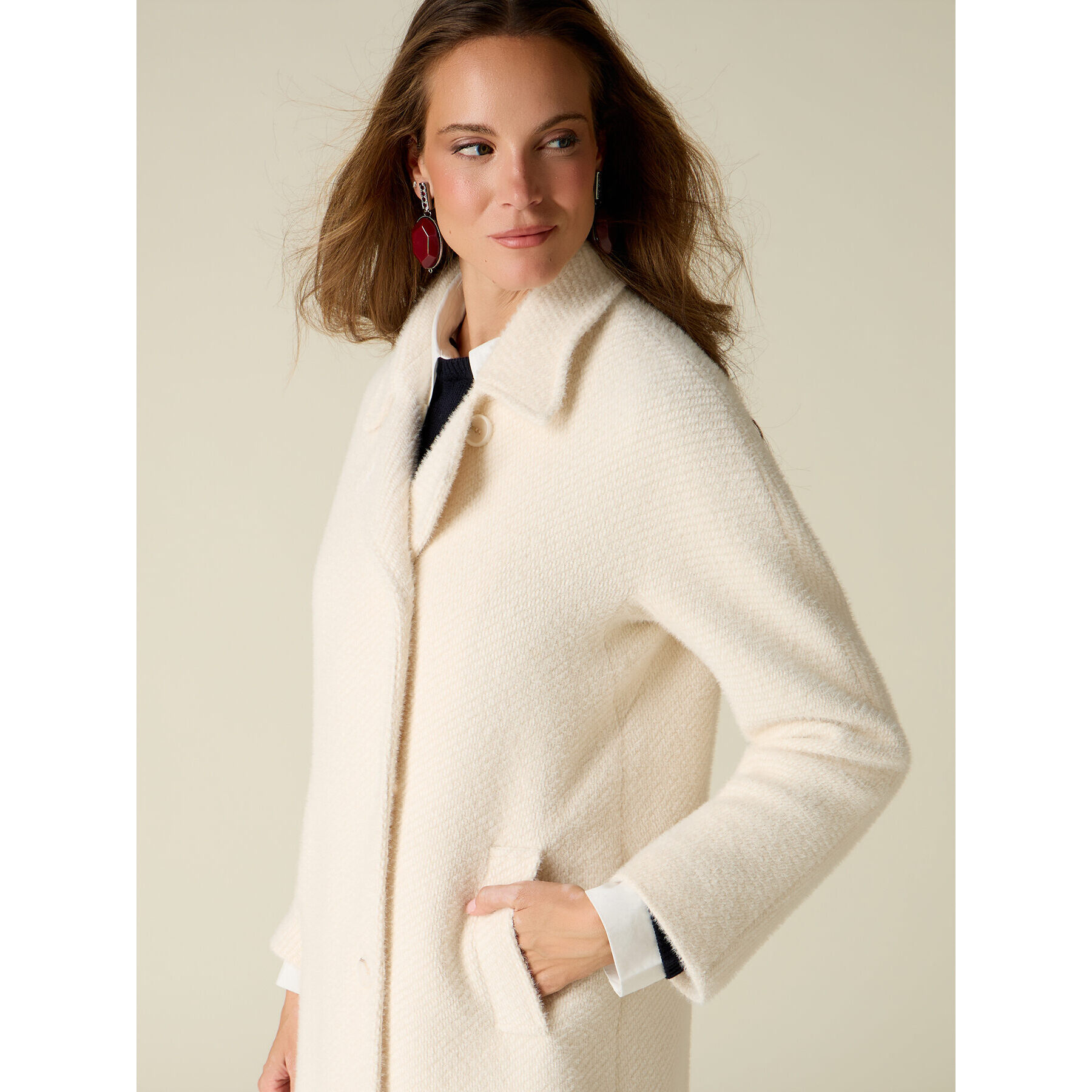 Oltre - Cappotto con chiusura asimmetrica - Bianco