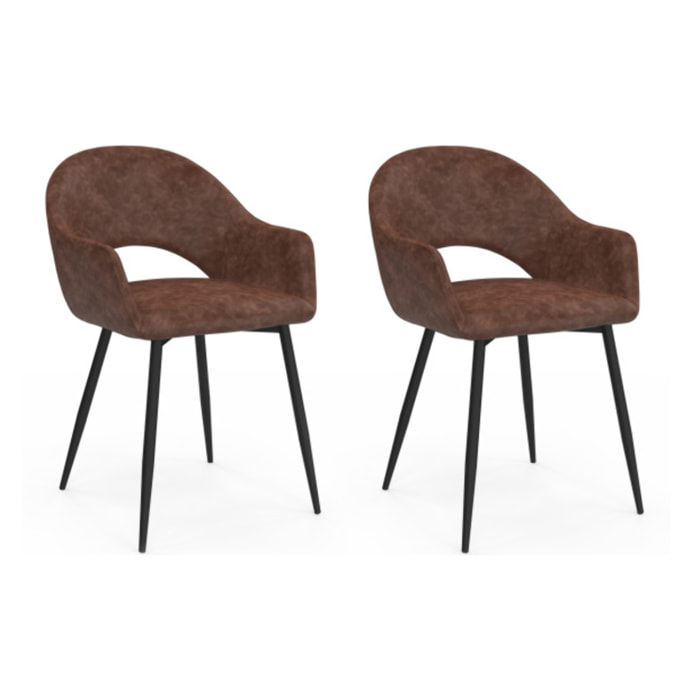 Chaises Rebeca avec accoudoirs en velours - Marron