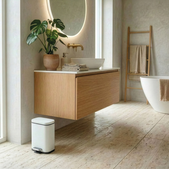 Poubelle à pédale Acier AKIRA 5L Blanc mat Spirella