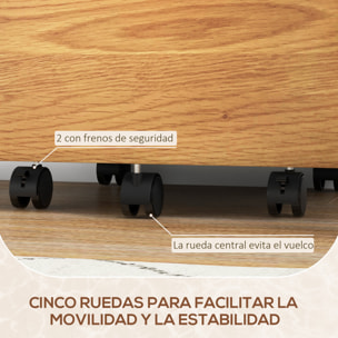 Cajonera de Oficina Mueble Archivador con 4 Ruedas 2 Cajones 2 Barras Colgantes Cerradura y 2 Llaves para Tamaño A4 Carta para Estudio Salón 42x40x60 cm Blanco y Natural