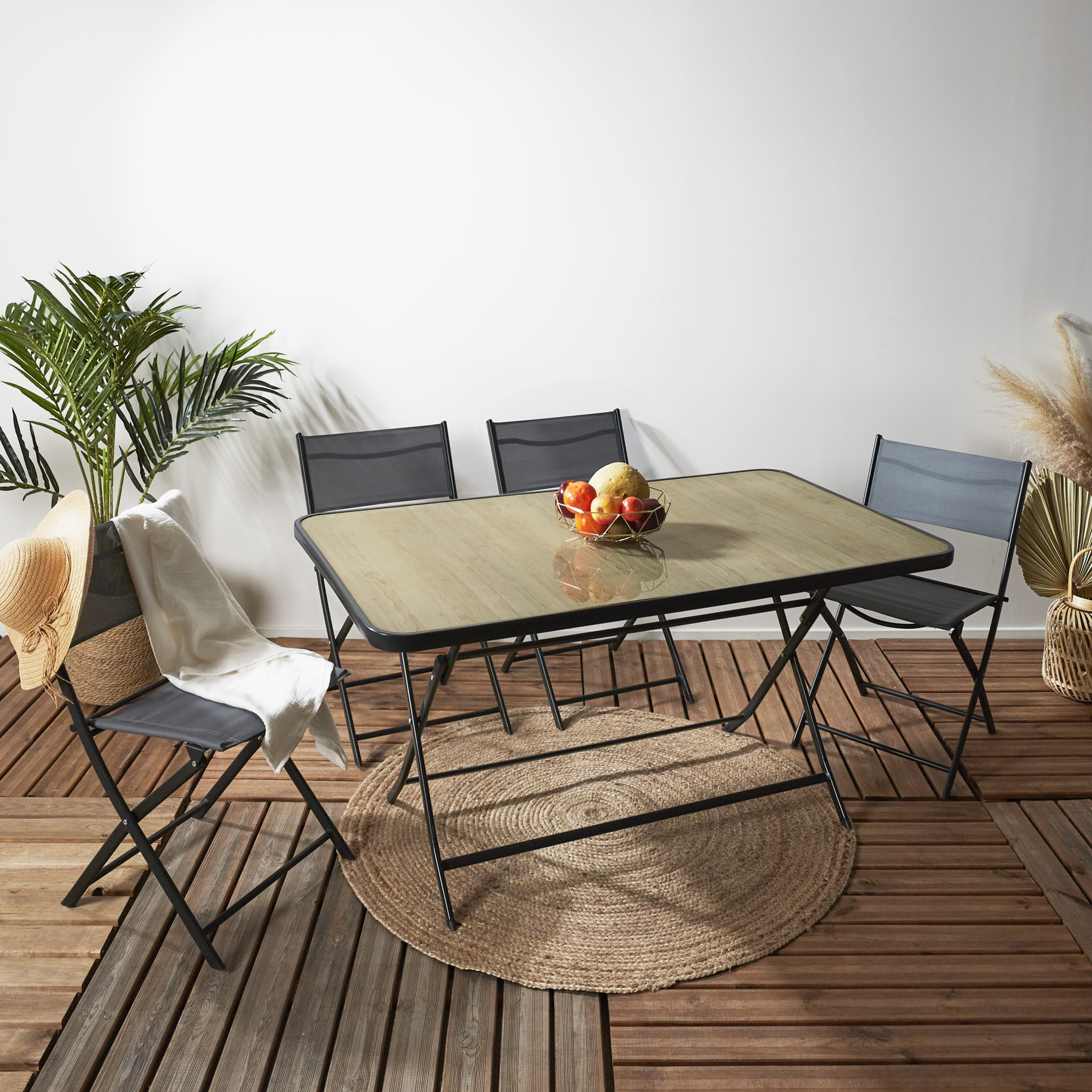 Table Pliante Effet Bois 4 Places