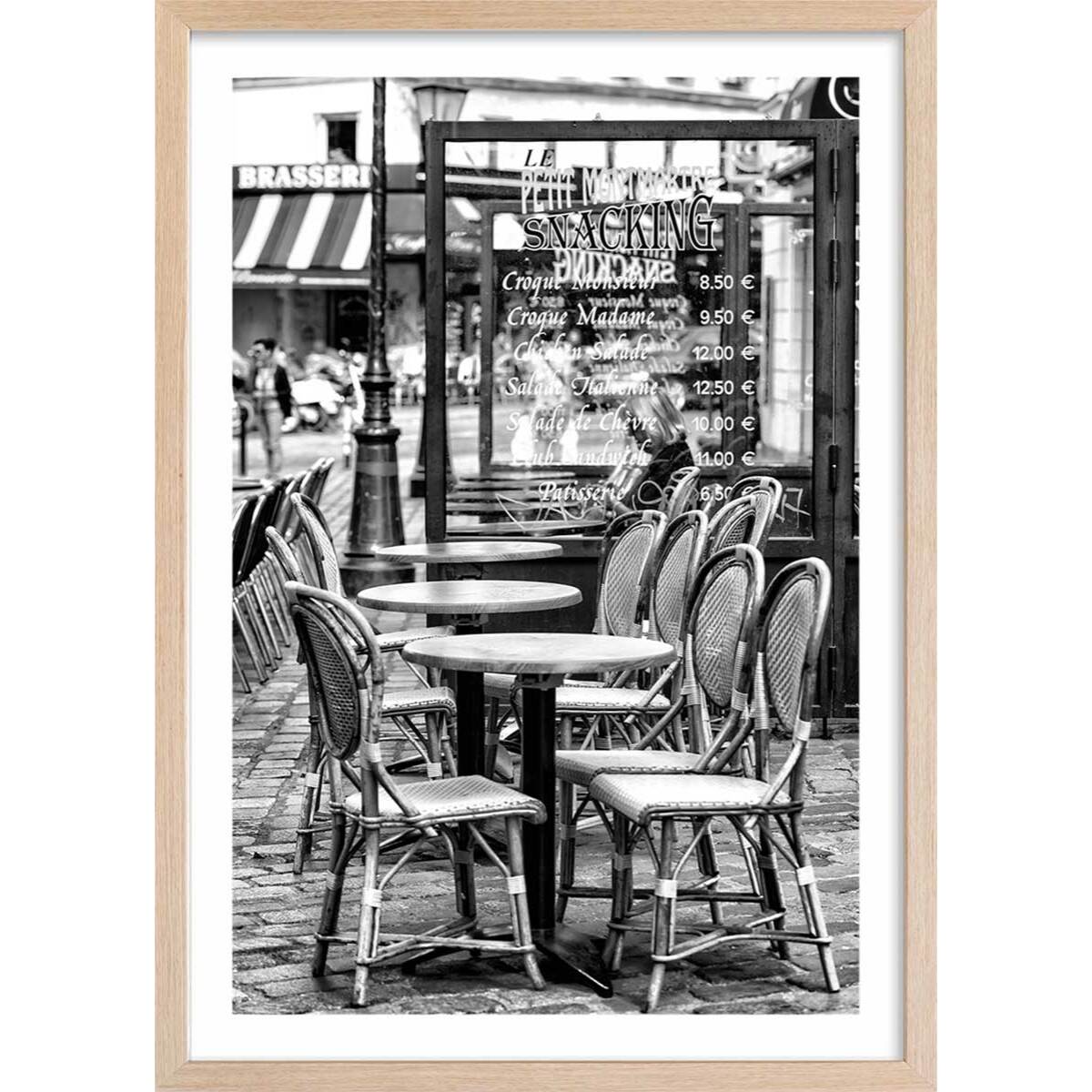 Affiche Paris, Le café parisien Affiche sous cadre bois