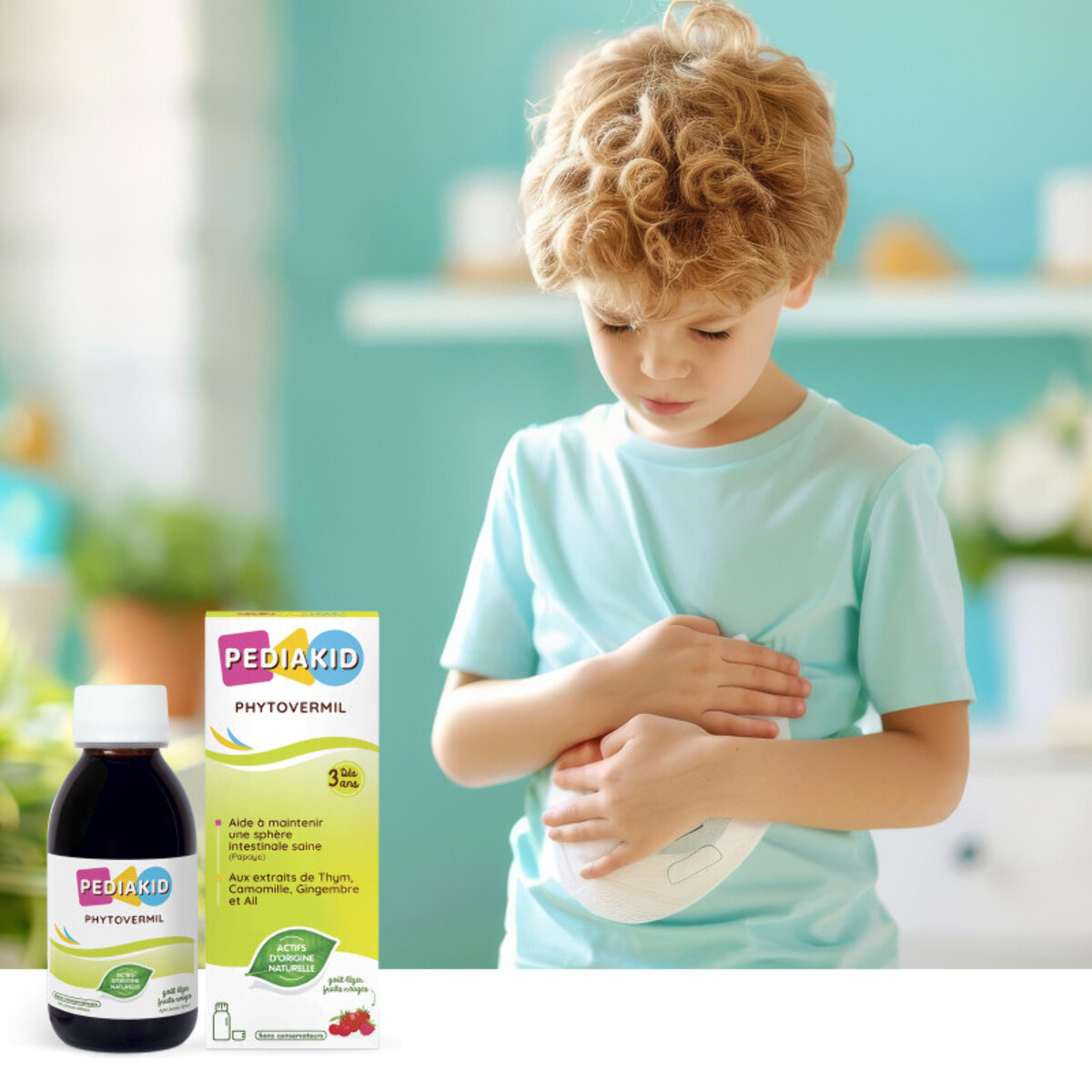 PEDIAKID - Phytovermil - Complément Alimentaire Naturel -Contribue au Maintien d'une Sphère Intestinale Saine - Bouchon Doseur Inclus - Arôme Fruits Rouges - Lot de 2 Flacons de 125 ml