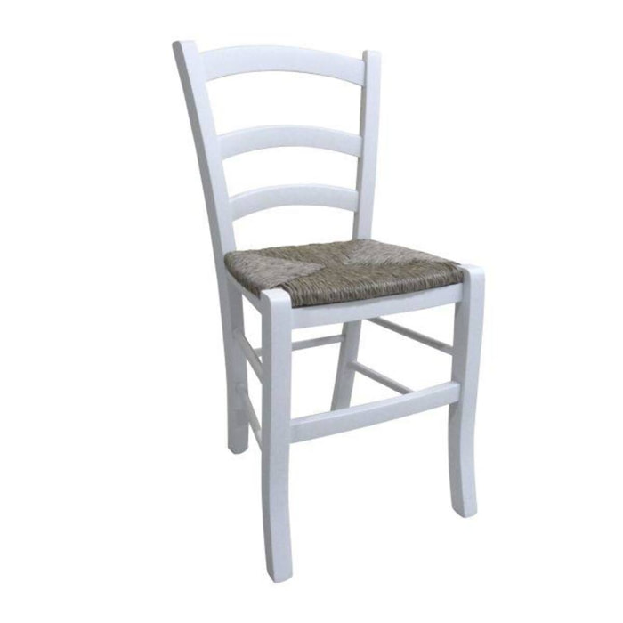 Sedia classica in legno, per sala da pranzo, cucina o salotto, Made in Italy, cm 46x42h87, colore Bianco