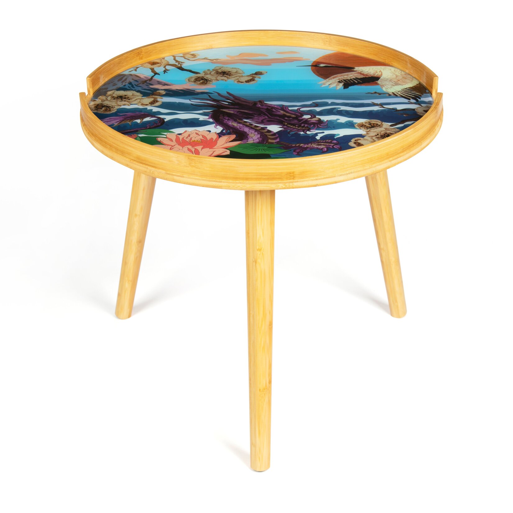 Tavolino Excelsa Fuji in bambù e vetro 48x48x44 cm multicolore