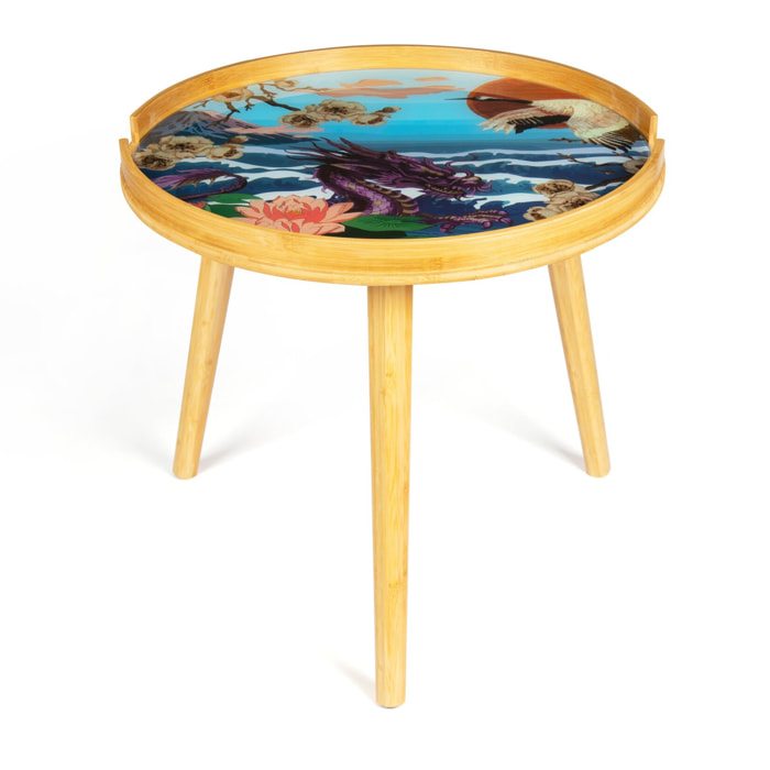 Tavolino Excelsa Fuji in bambù e vetro 48x48x44 cm multicolore