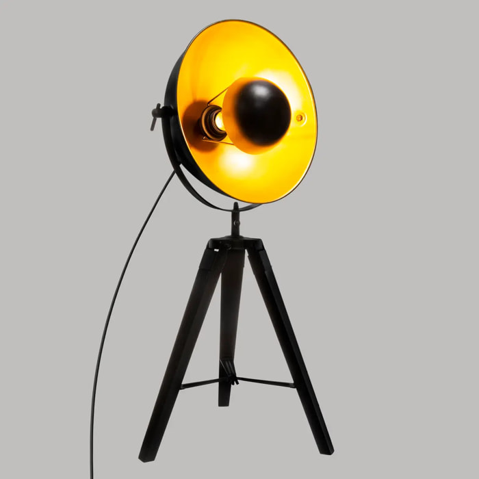 Lampe trépied "Lahti" - noir et doré - métal H71 cm